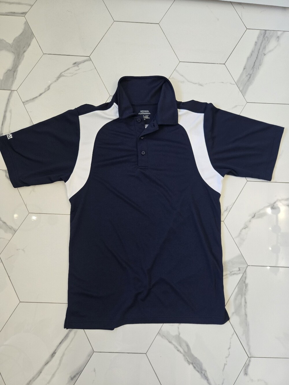 Navy and White Men's Small Athletic Polo Shirt